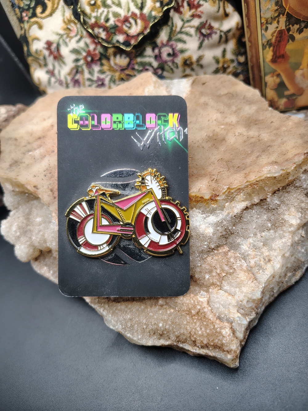 Color Block Witch Bike Babe Pin